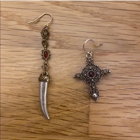 Lucky Brand Jewelry - Lucky Brand Mismatched Cross and Horn Earrings